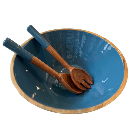 Ensemble bol rond et service en bois de manguier Indy Home